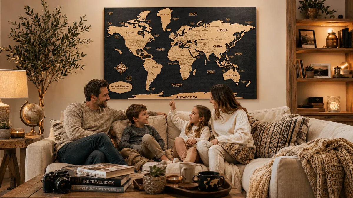 Where to Hang a Wooden World Map: Room-by-Room Ideas for Your Home - Mappae Pilot