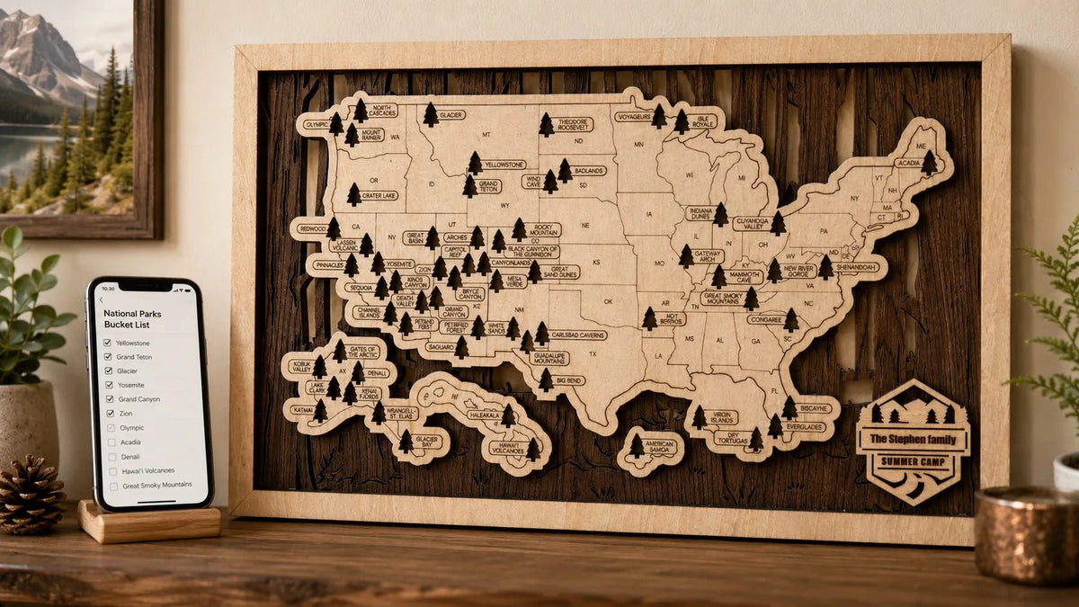 Why a Wooden National Parks Map Is Better Than a Phone Travel List - Mappae Pilot
