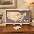 Personalized Basketball Arena Tracker Map – Vintage Brown Background