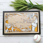 Custom Team Color Wooden MLB Stadium Map with Team Logo Pins - Mappae Pilot
