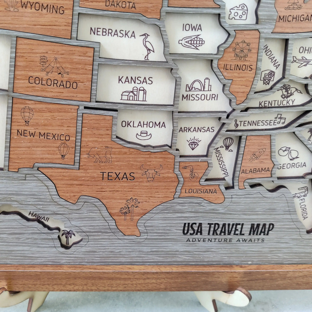 Personalized USA Travel Map Puzzle - Couples Anniversary Keepsake & Wedding Gift