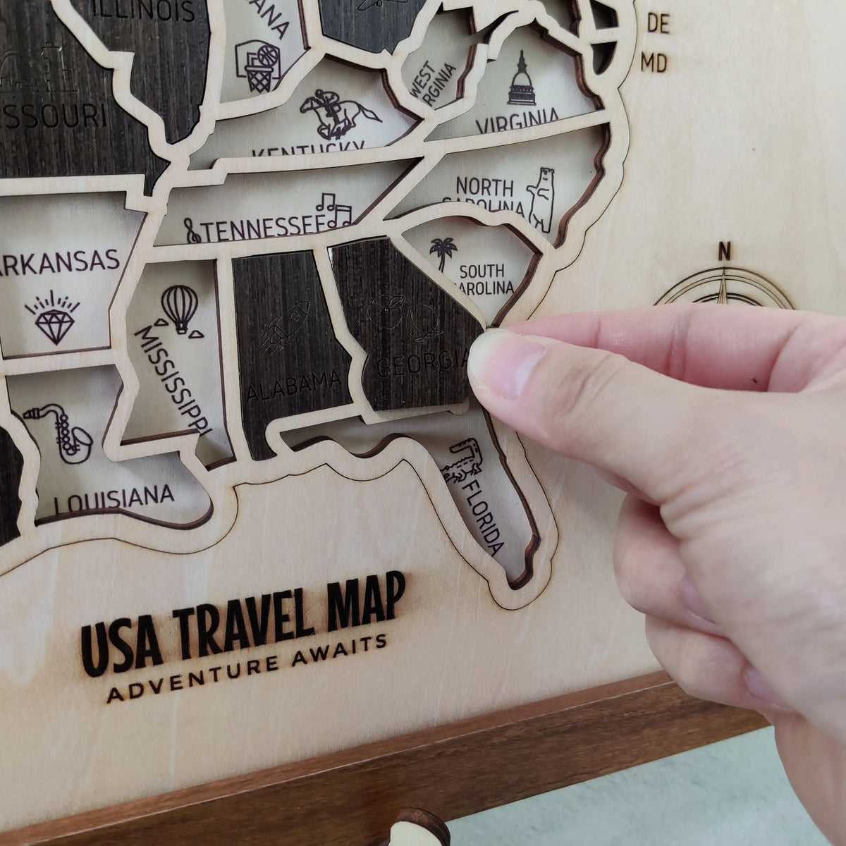 US States Wooden Map Puzzle - USA Travel Map Graduation Gift