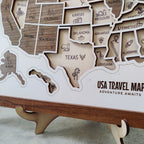 3D Wooden USA Puzzle Map Wall Art - 50 States Push Pin Travel Tracker Board
