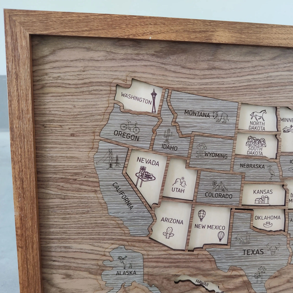 Wooden USA State Puzzle Travel Tracker Map - Add States as You Travel Board