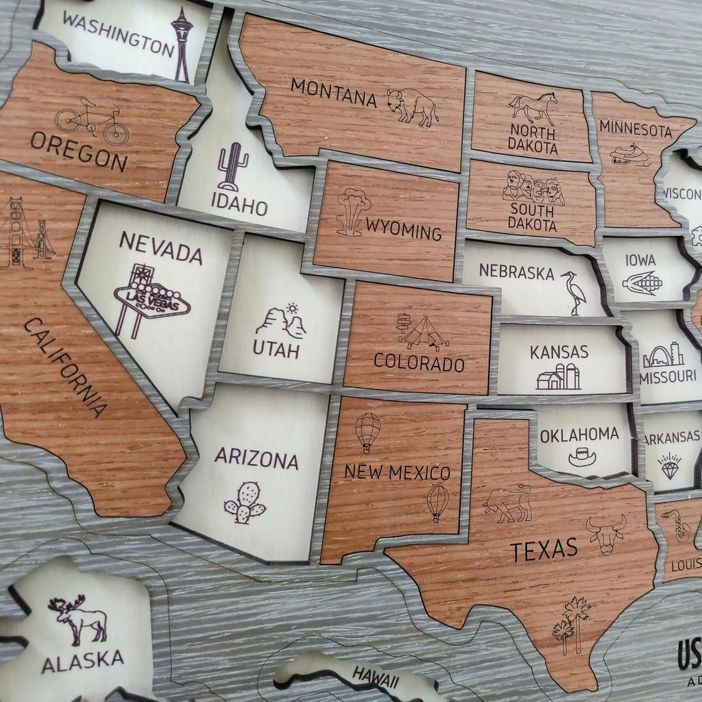 Personalized USA Travel Map Puzzle - Couples Anniversary Keepsake & Wedding Gift