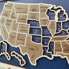 Personalized Wooden USA Travel Map Puzzle – 50 States Visited Tracker & Wall Art