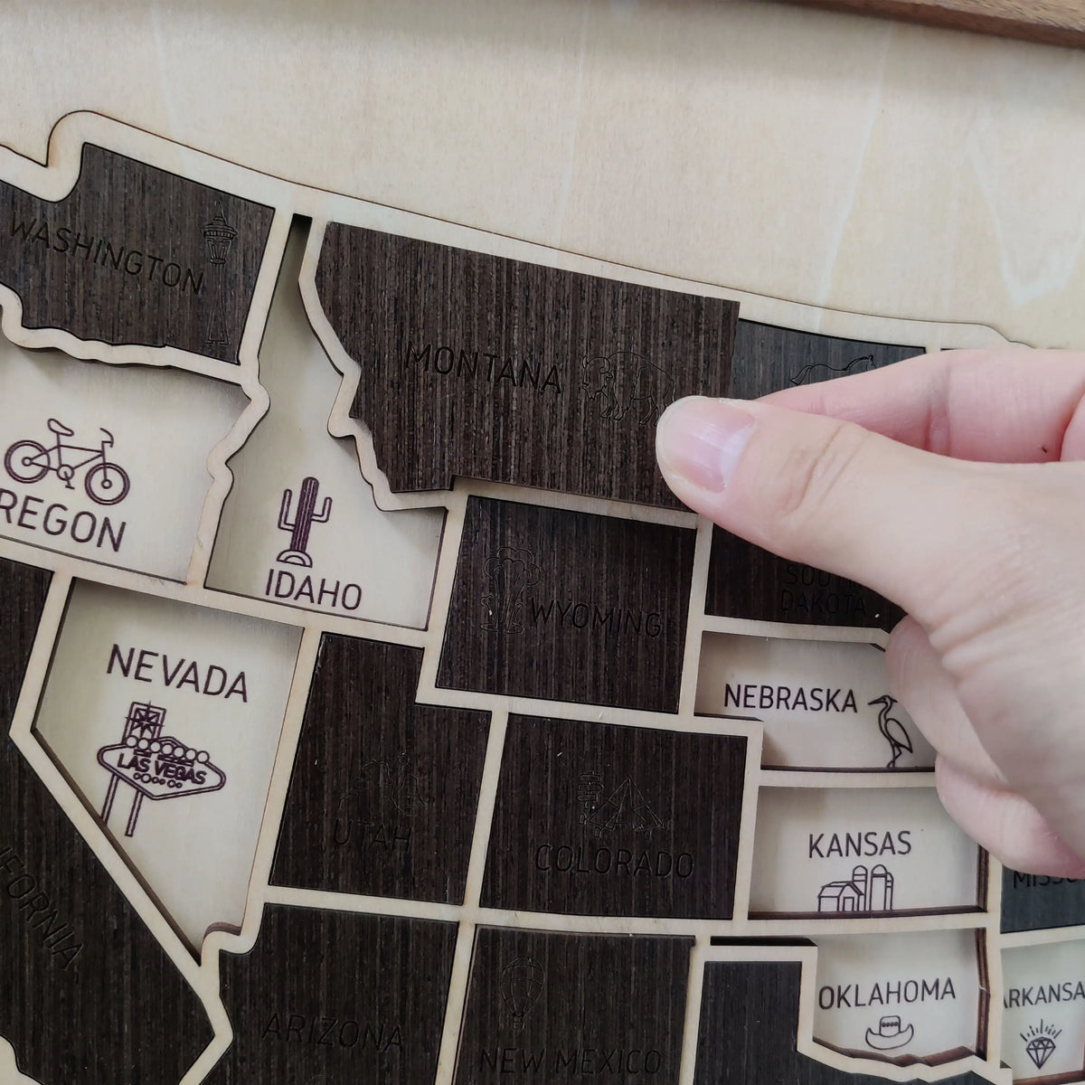 US States Wooden Map Puzzle - USA Travel Map Graduation Gift