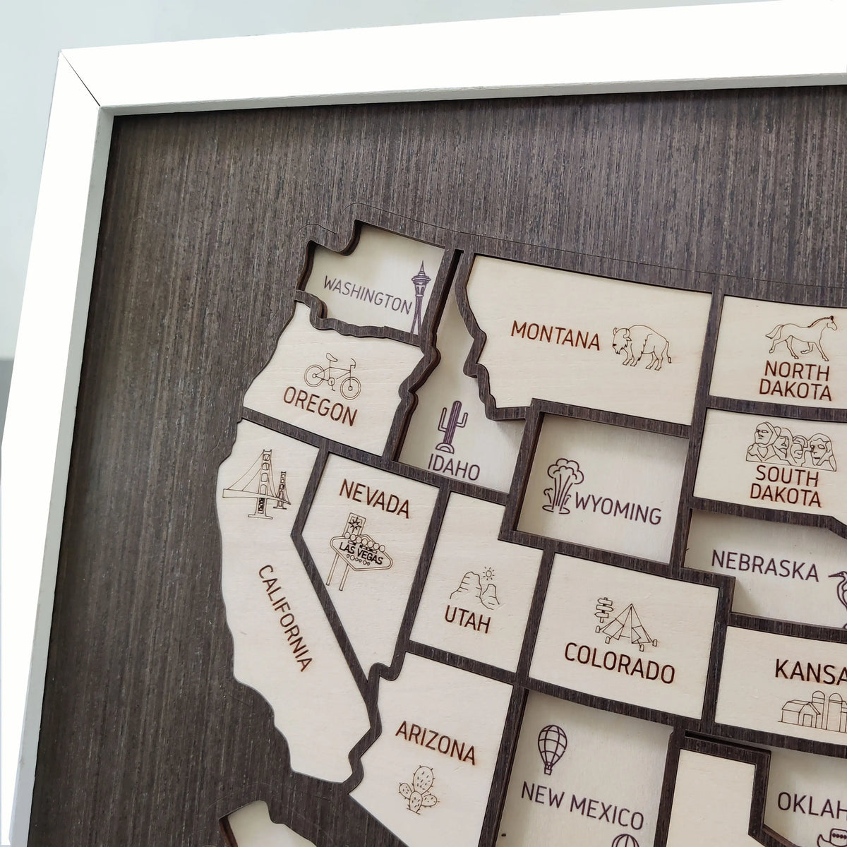 50 States Travel Tracker Wooden Map - Places I've Been & Adventure Bucket List