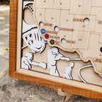 Personalized Wooden MLB Stadium Map with Engraved Nameplate & Colorful Team Pins