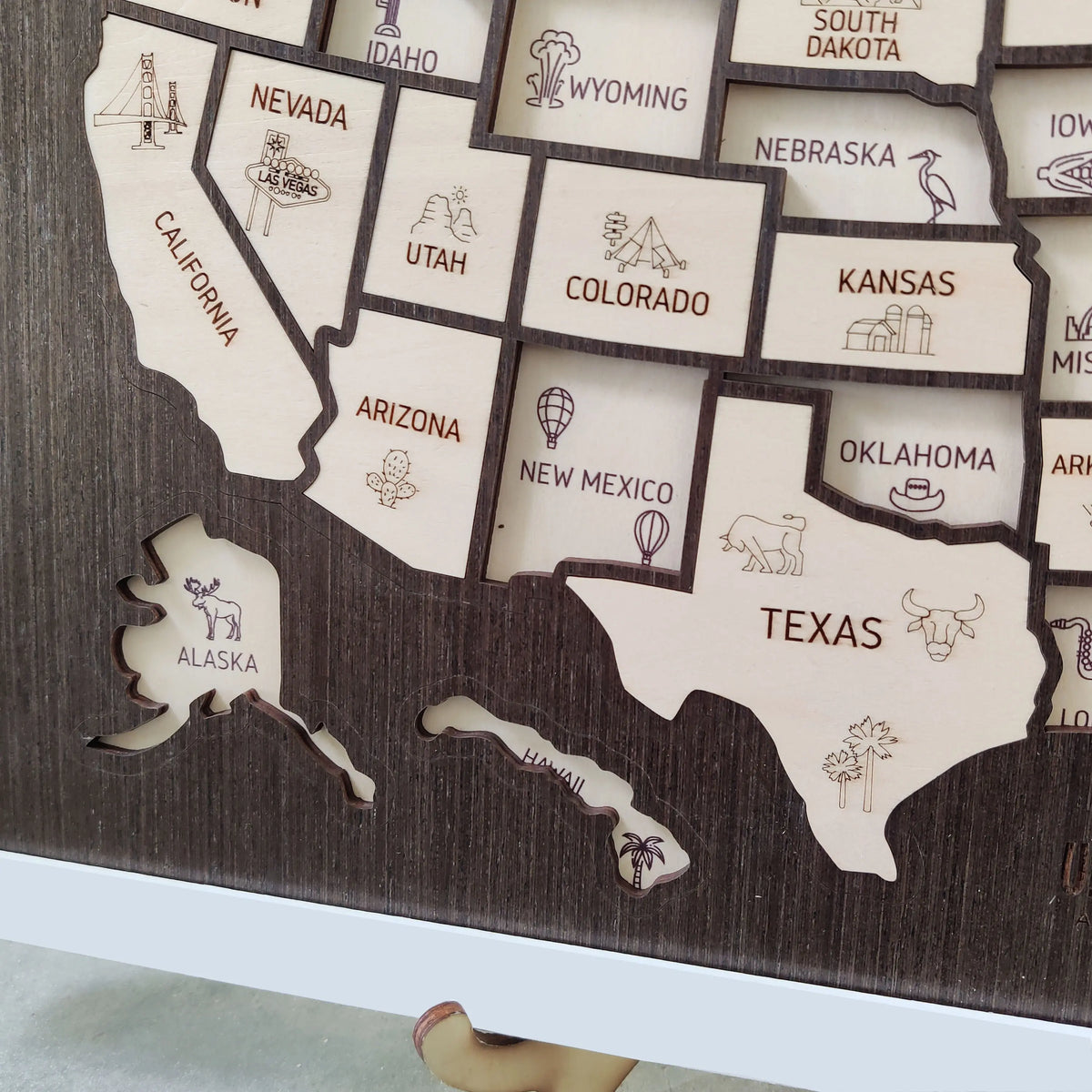 50 States Travel Tracker Wooden Map - Places I've Been & Adventure Bucket List