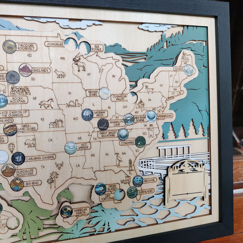 National Park Travel Map - 63 Parks Push Pin Map(Mountain)