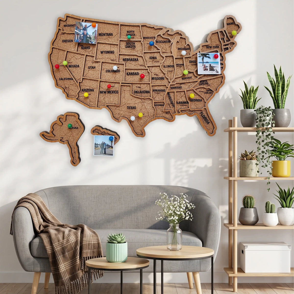 Wood USA Map Push Pin Travel Map - Personalized Christmas Gifts