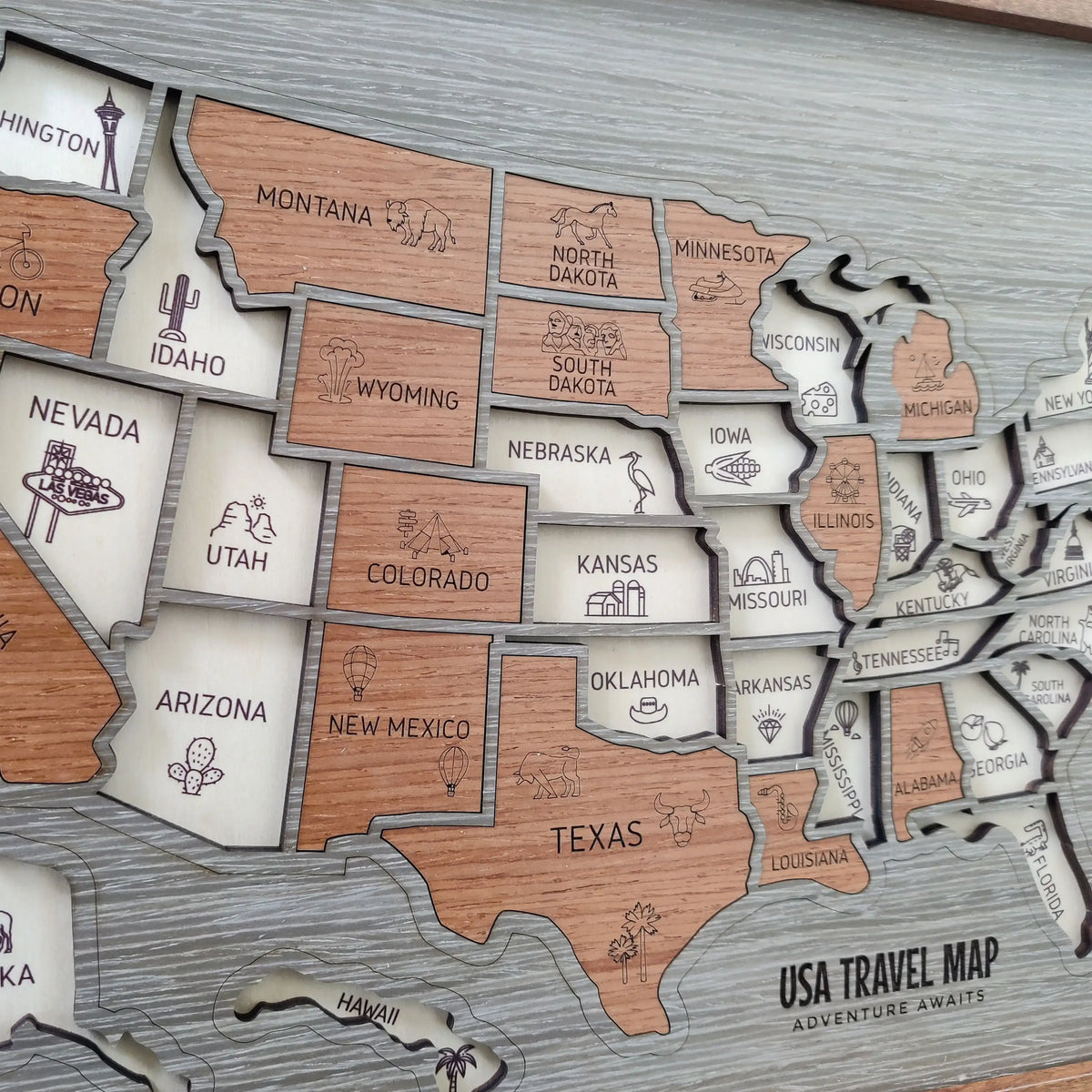 Personalized USA Travel Map Puzzle - Couples Anniversary Keepsake & Wedding Gift