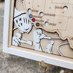 Personalized Wooden MLB Stadium Map with Engraved Nameplate & Colorful Team Pins
