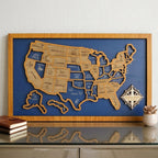 Personalized Wooden USA Travel Map Puzzle – 50 States Visited Tracker & Wall Art