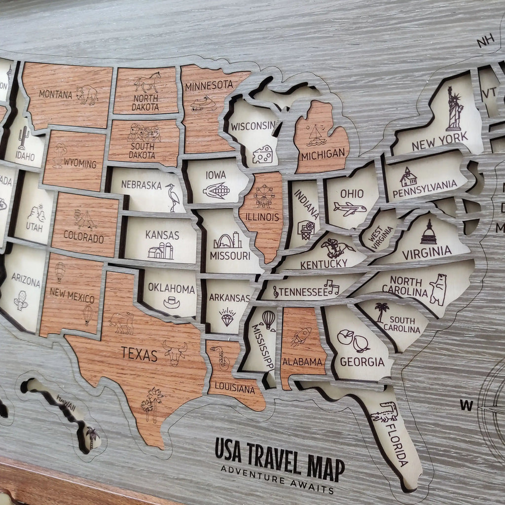 Personalized USA Travel Map Puzzle - Couples Anniversary Keepsake & Wedding Gift