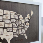 50 States Travel Tracker Wooden Map - Places I've Been & Adventure Bucket List