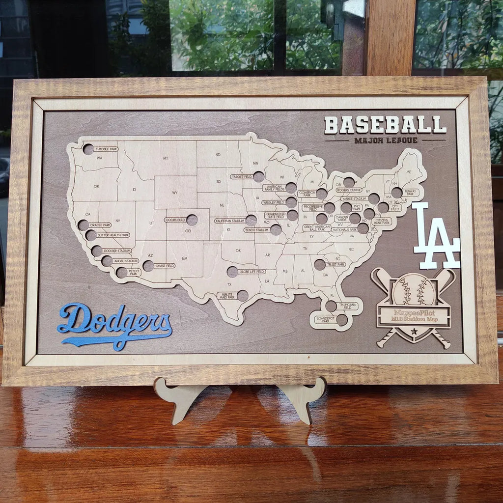 Personalized Baseball Stadium Tracker Map – Vintage Brown Background