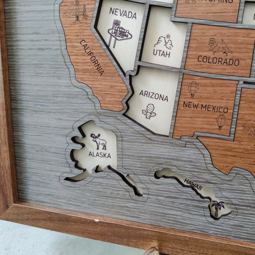 Personalized USA Travel Map Puzzle - Couples Anniversary Keepsake & Wedding Gift