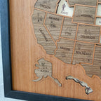 3D Wooden USA Travel Map - Personalized Road Trip Gift & RV Camper Wall Decor