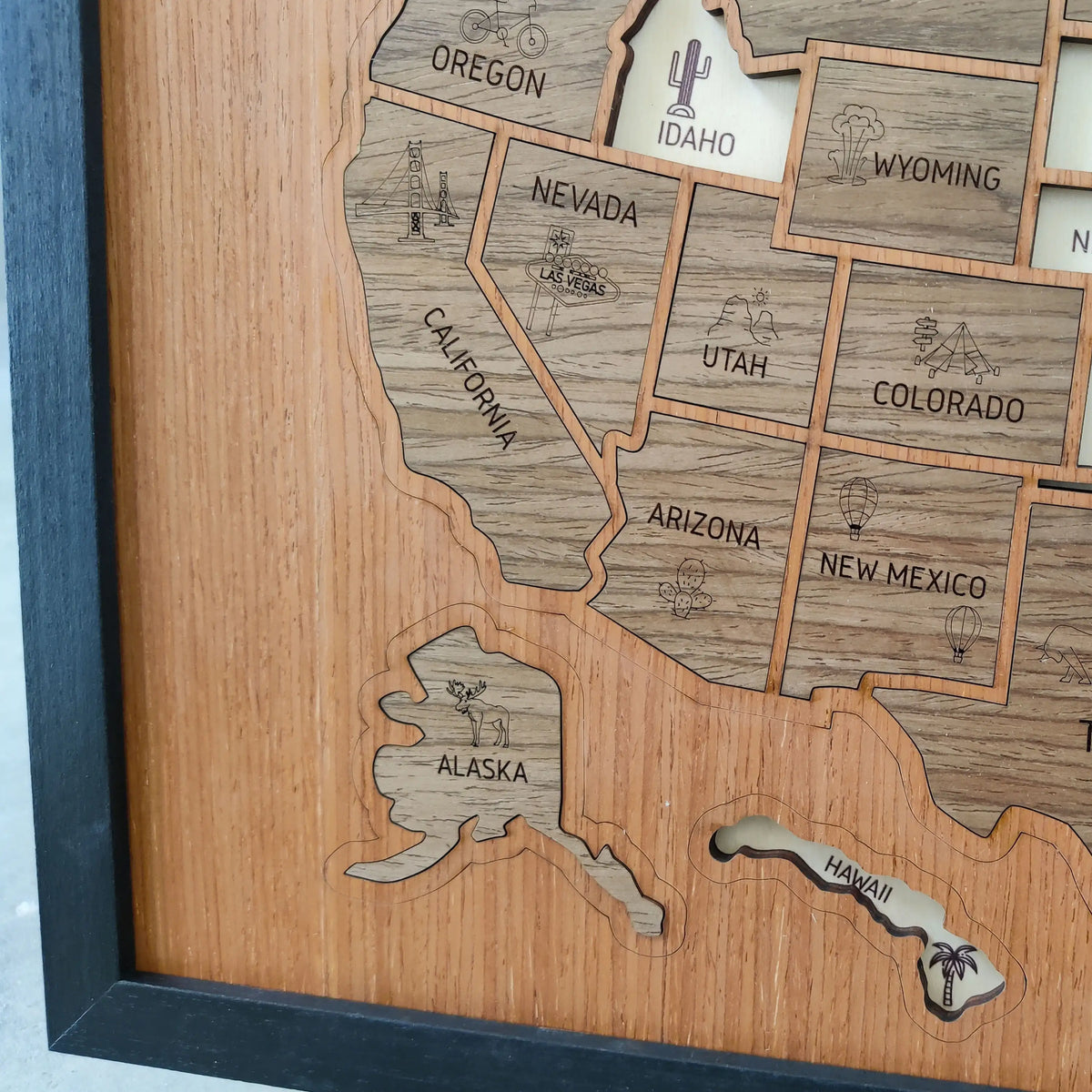 3D Wooden USA Travel Map - Personalized Road Trip Gift & RV Camper Wall Decor