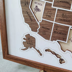 3D Wooden USA Puzzle Map Wall Art - 50 States Push Pin Travel Tracker Board