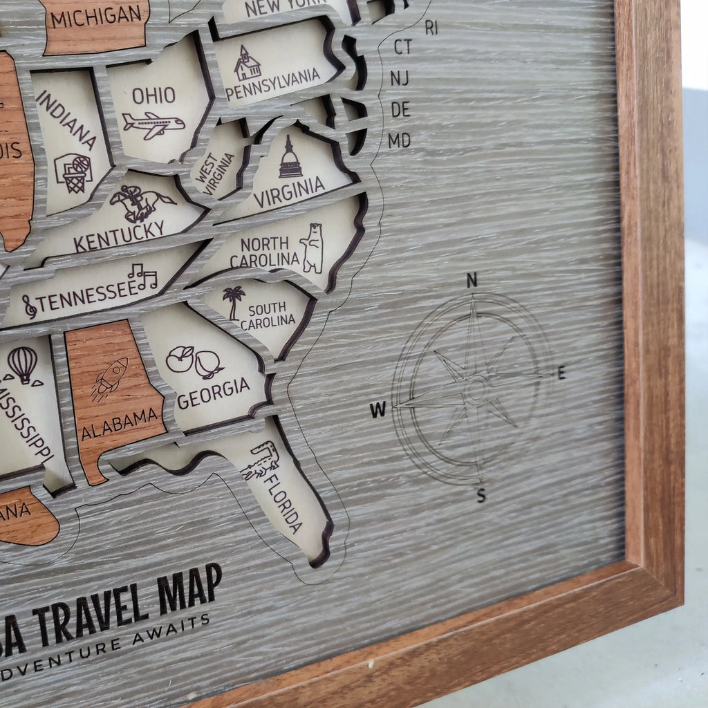 Personalized USA Travel Map Puzzle - Couples Anniversary Keepsake & Wedding Gift