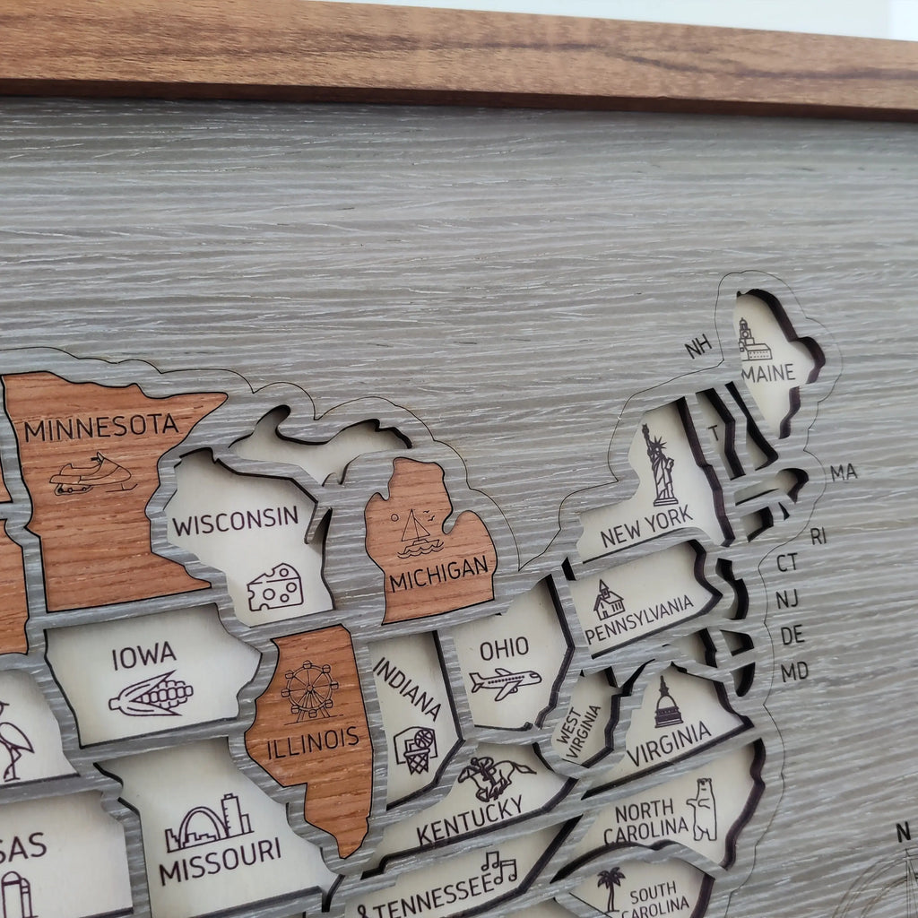 Personalized USA Travel Map Puzzle - Couples Anniversary Keepsake & Wedding Gift