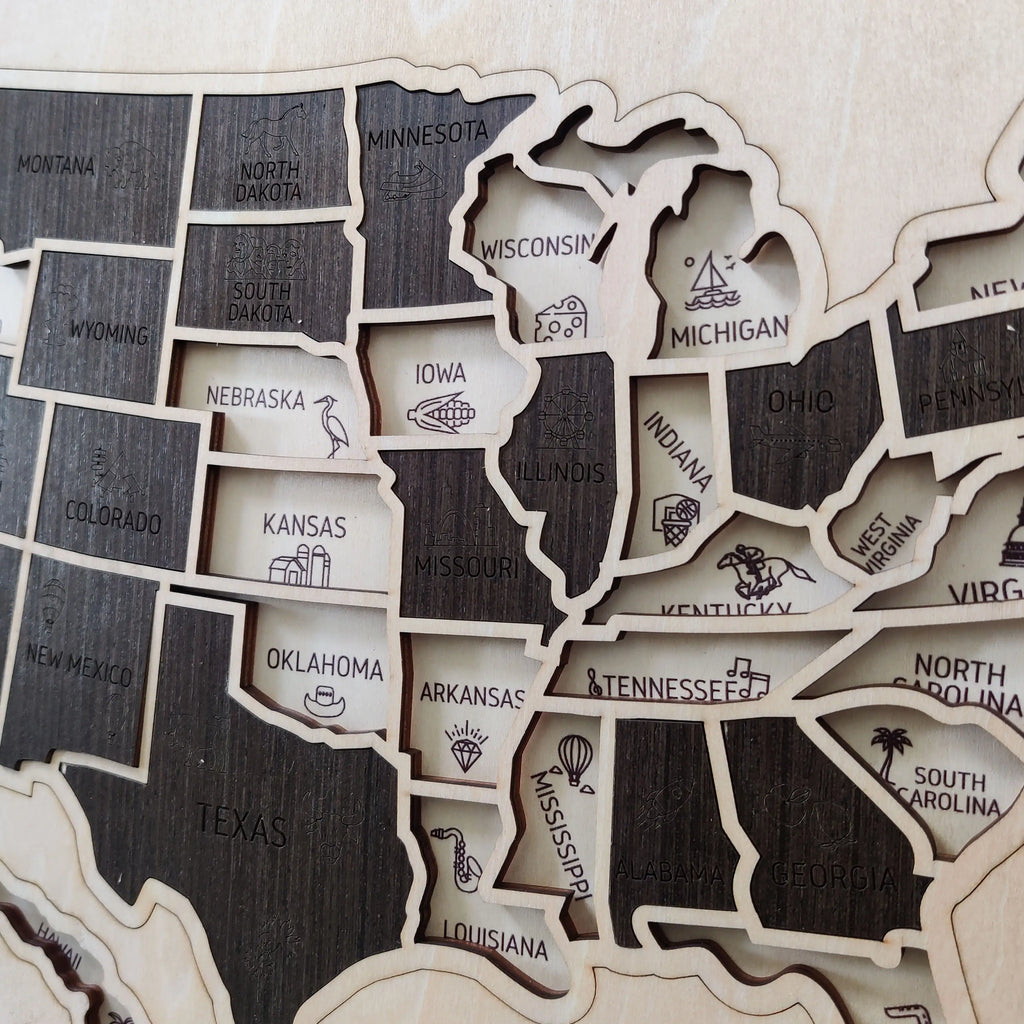 US States Wooden Map Puzzle - USA Travel Map Graduation Gift