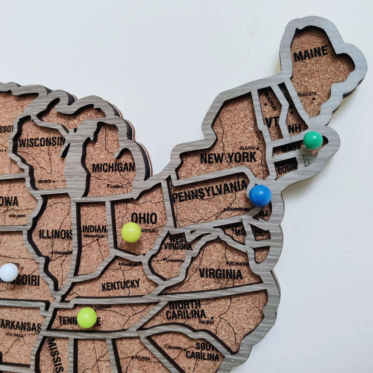Wood USA Map Push Pin Travel Map - Personalized Christmas Gifts
