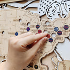 Personalized Wooden MLB Stadium Map with Engraved Nameplate & Colorful Team Pins
