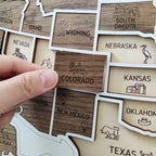 3D Wooden USA Puzzle Map Wall Art - 50 States Push Pin Travel Tracker Board