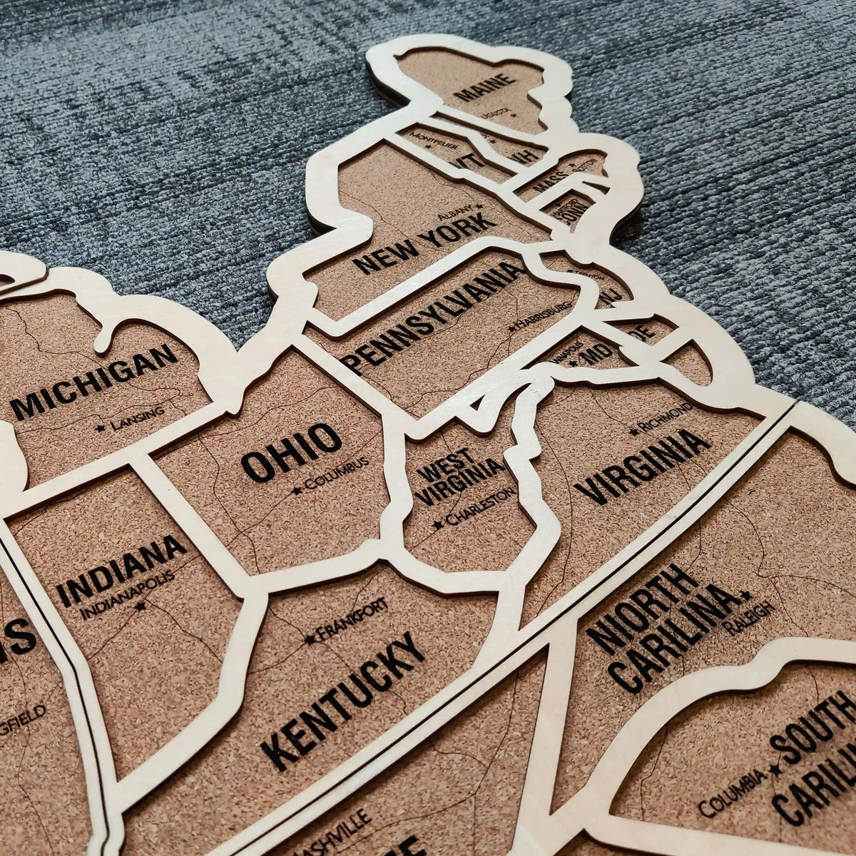 Wood USA Map Push Pin Travel Map - Personalized Christmas Gifts