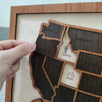 Custom Wooden US Map for States Visited – 50 States Travel Tracker Board & Puzzle