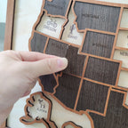 Custom Wooden US Map for States Visited – 50 States Travel Tracker Board & Puzzle