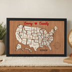 3D Wooden USA Travel Map - Personalized Road Trip Gift & RV Camper Wall Decor