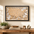 Personalized Golf Course Tracker Map – Natural Wood Background