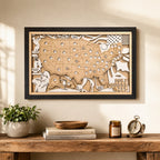 Personalized Golf Course Tracker Map – Natural Wood Background