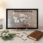 Wooden USA State Puzzle Travel Tracker Map - Add States as You Travel Board