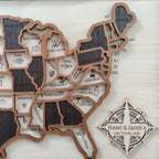 Custom Wooden US Map for States Visited – 50 States Travel Tracker Board & Puzzle