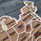 Wood USA Map Push Pin Travel Map - Personalized Christmas Gifts
