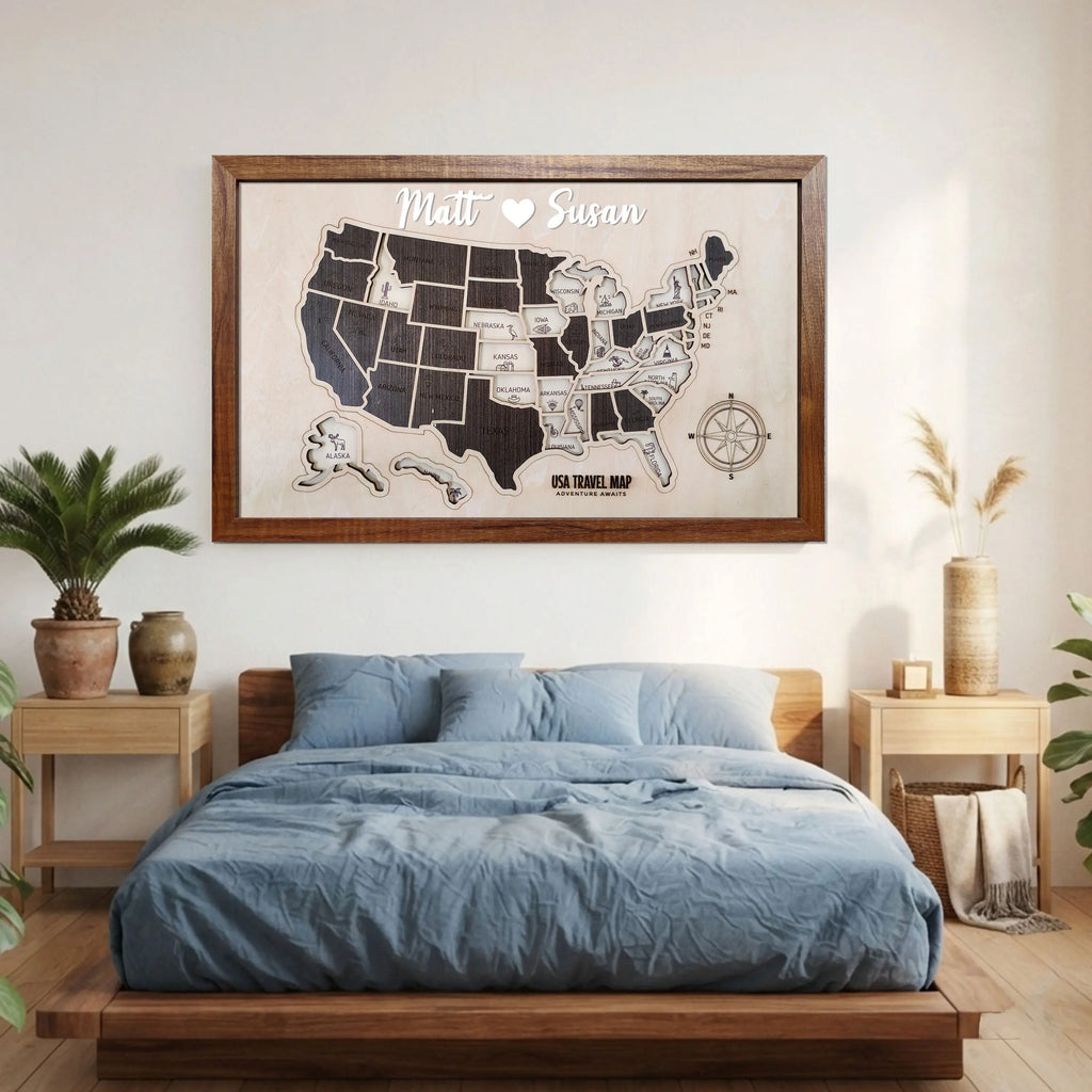 US States Wooden Map Puzzle - USA Travel Map Graduation Gift