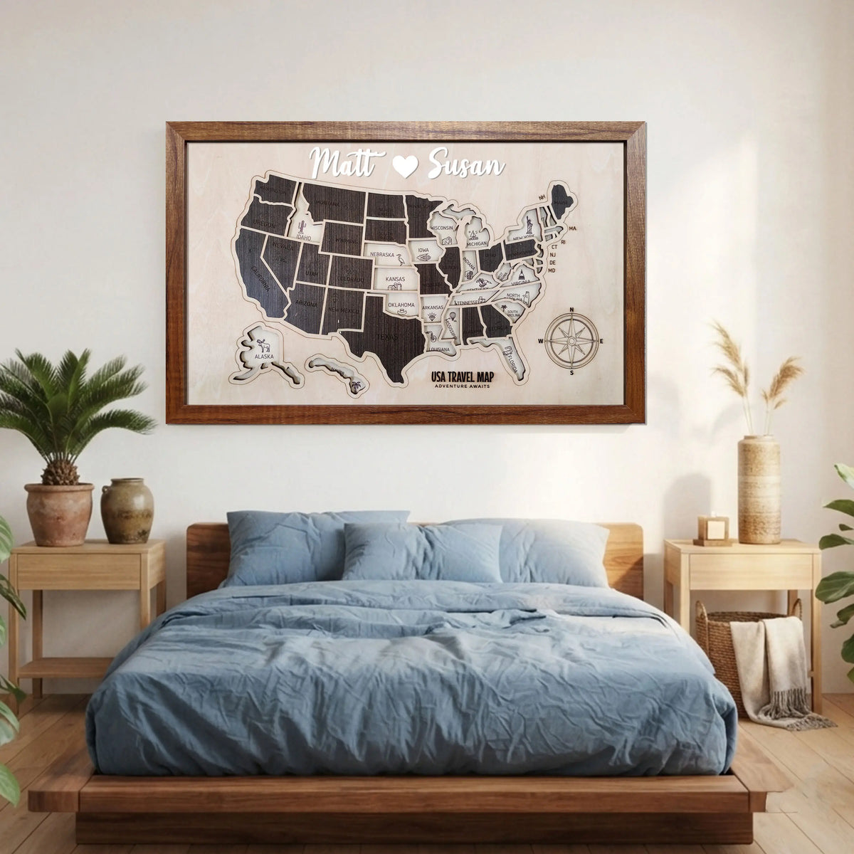 US States Wooden Map Puzzle - USA Travel Map Graduation Gift