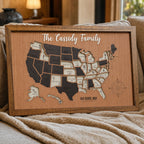 3D Wooden USA Travel Map - Personalized Road Trip Gift & RV Camper Wall Decor