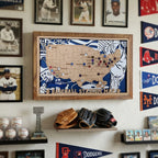 Custom Team Color Wooden MLB Stadium Map with Team Pins