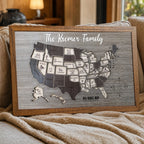 Personalized USA Travel Map Puzzle - Couples Anniversary Keepsake & Wedding Gift