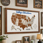 3D Wooden USA Puzzle Map Wall Art - 50 States Push Pin Travel Tracker Board