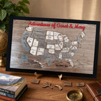 Wooden USA State Puzzle Travel Tracker Map - Add States as You Travel Board
