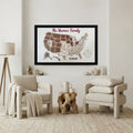3D Wooden USA Puzzle Map Wall Art - 50 States Push Pin Travel Tracker Board