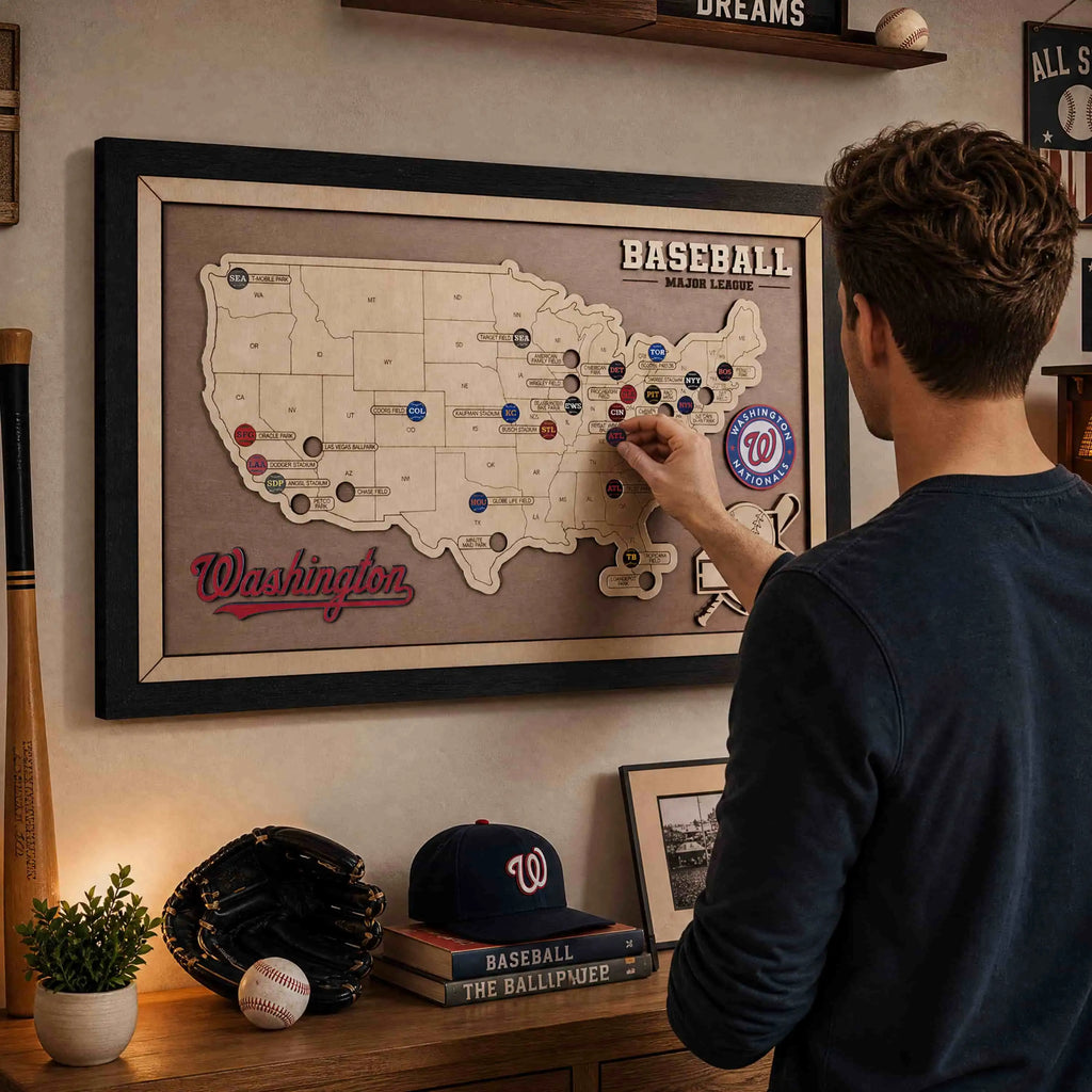 Personalized Baseball Stadium Map - Father's Day Gift for Sports Fans